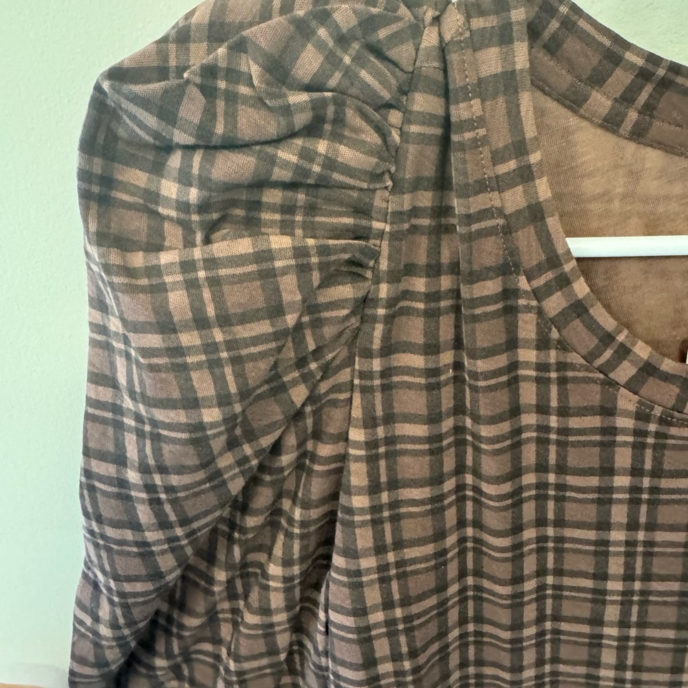NATION Plaid Brown and Tan Top BNWT